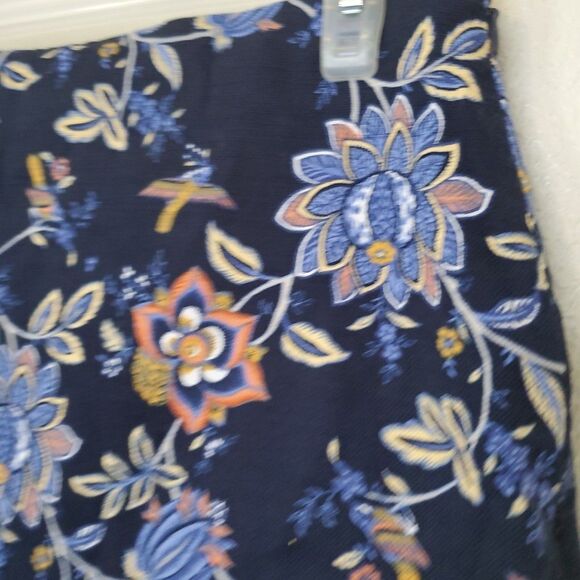 Ann Taylor Loft Skirt Womens Size 4 Embroidered Navy Blue Floral A Line - Picture 5 of 14